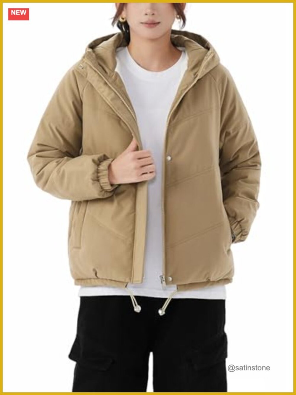 Winter Thickened Hooded Cotton Coat Windproof Warm Fleece Jacket Full Zip